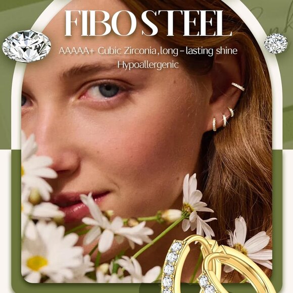 Dainty 14K Gold Plated Huggie Hoops - Lightweight Multiple Piercing Earrings Set - Picture 2 of 6